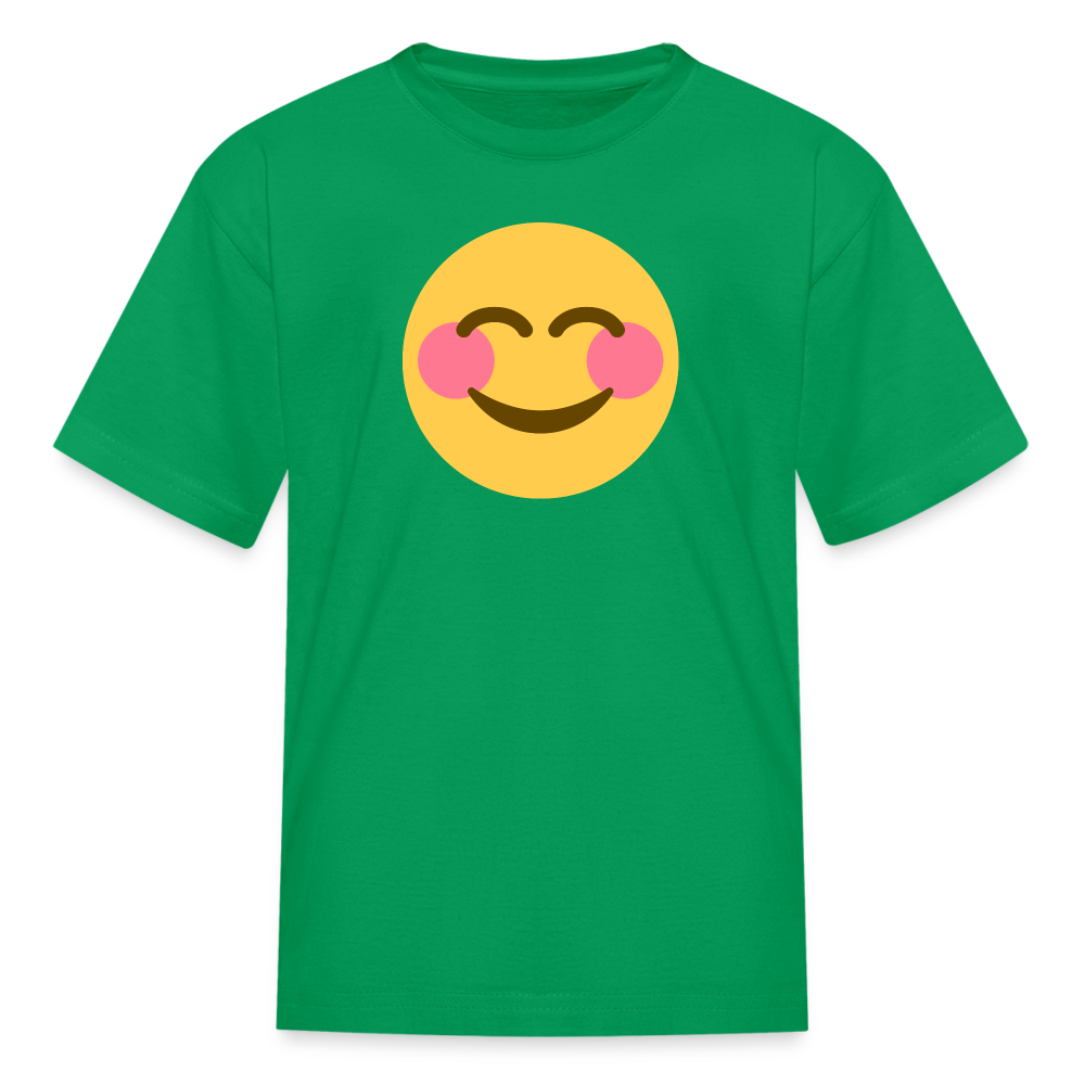 😊 Smiling Face with Smiling Eyes (Twemoji) Kids' T-Shirt - kelly green