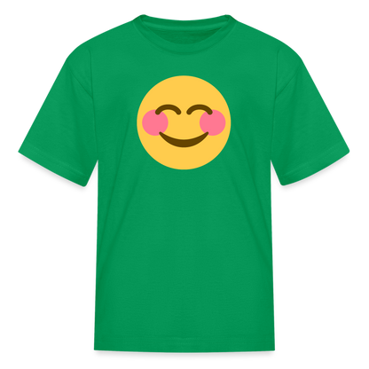 😊 Smiling Face with Smiling Eyes (Twemoji) Kids' T-Shirt - kelly green
