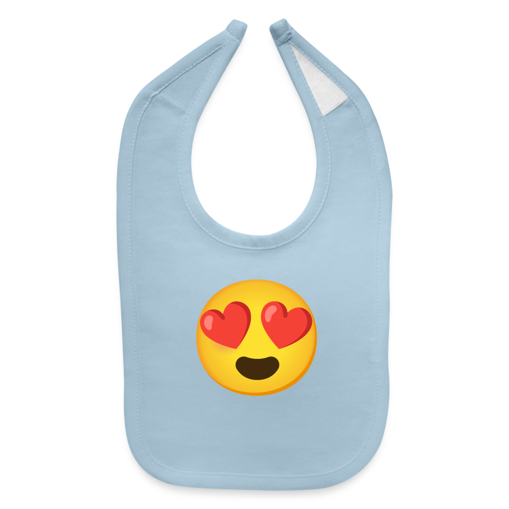 😍 Smiling Face with Heart-Eyes (Noto Color Emoji) Baby Bib - light blue