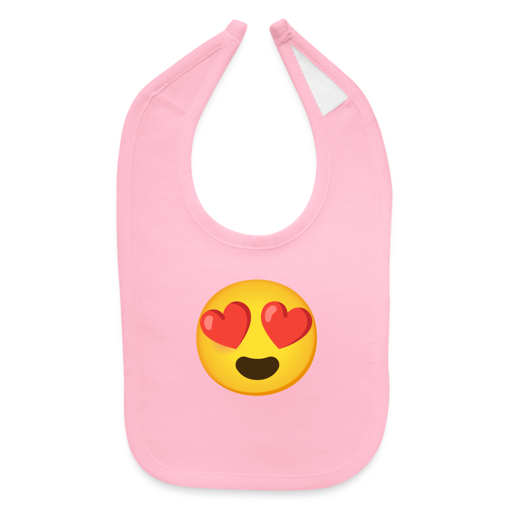 😍 Smiling Face with Heart-Eyes (Noto Color Emoji) Baby Bib - light pink