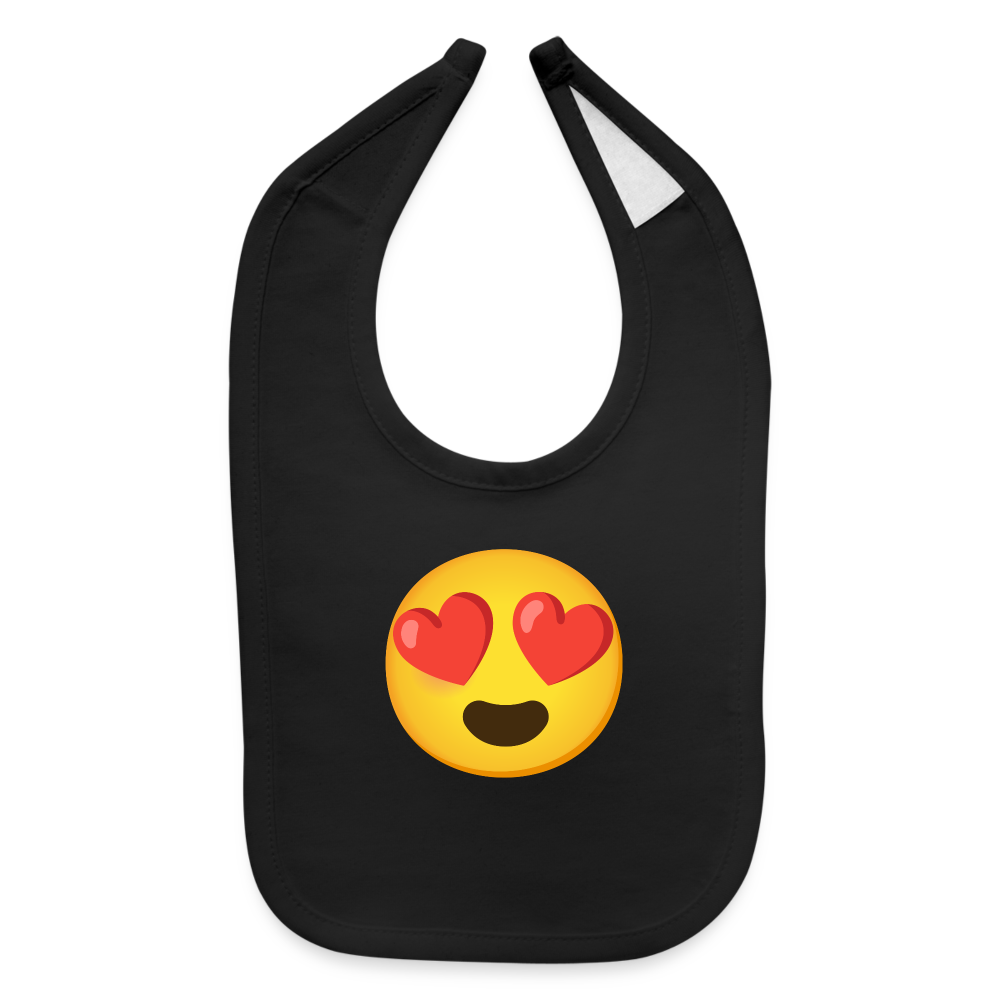 😍 Smiling Face with Heart-Eyes (Noto Color Emoji) Baby Bib - black