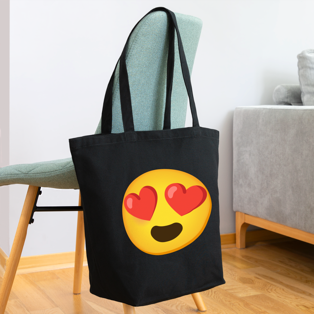 😍 Smiling Face with Heart-Eyes (Noto Color Emoji) Eco-Friendly Cotton Tote - black
