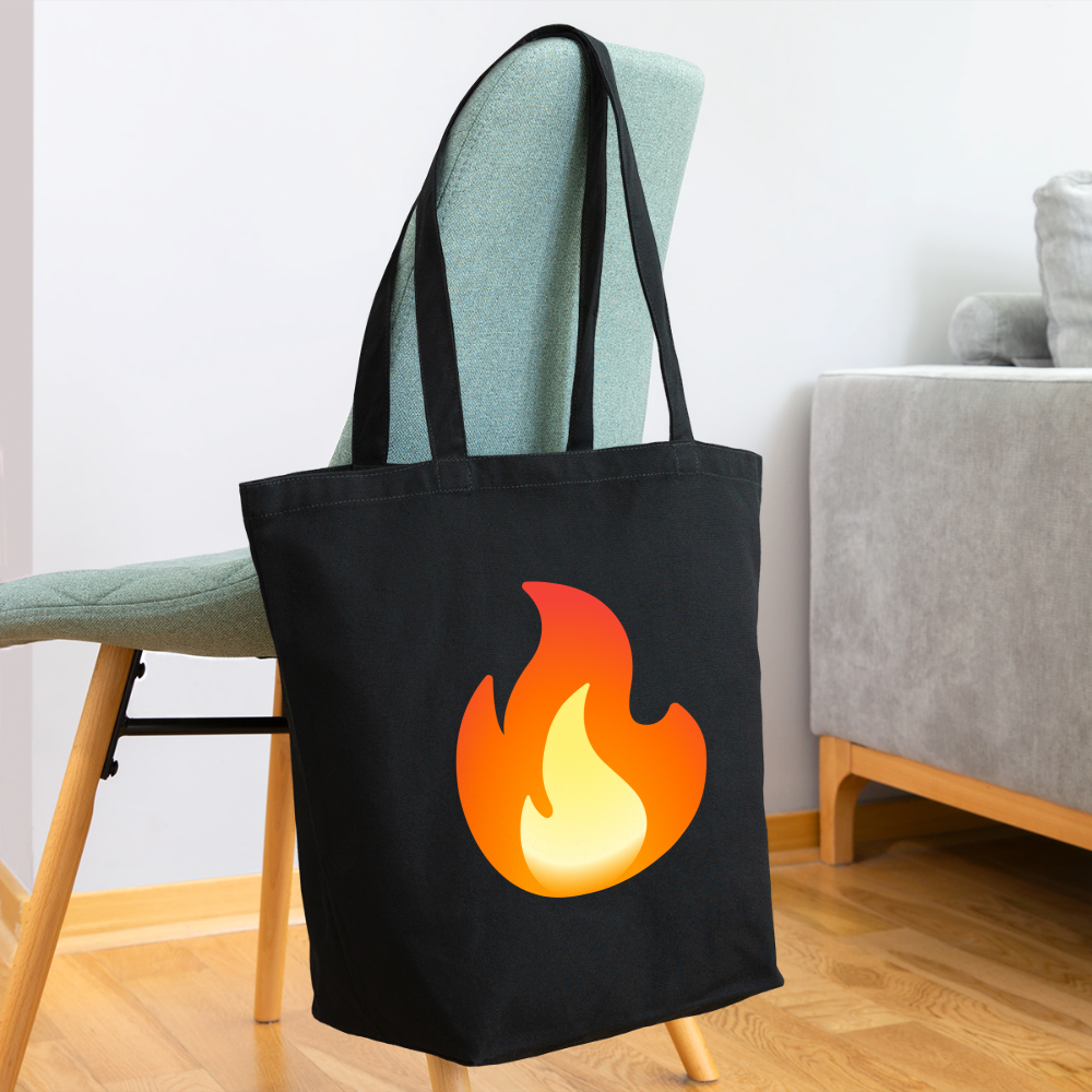 🔥 Fire (Noto Color Emoji) Eco-Friendly Cotton Tote - black