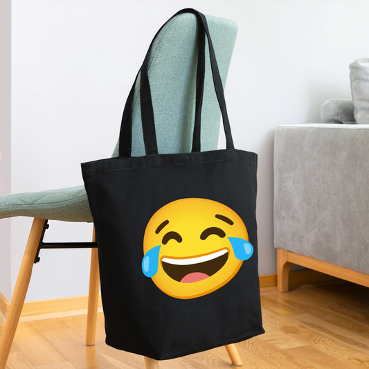 😂 Face with Tears of Joy (Noto Color Emoji) Eco-Friendly Cotton Tote - black