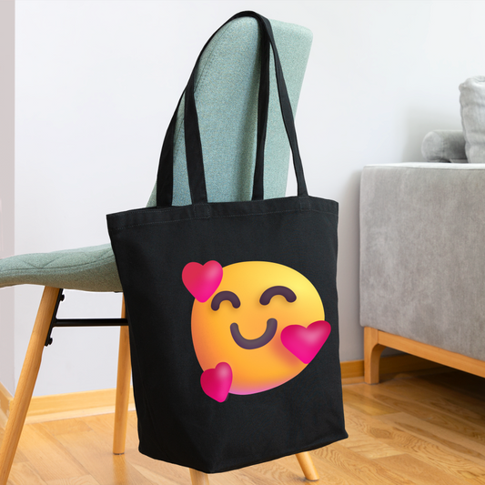🥰 Smiling Face with Hearts (3D Fluent) Eco-Friendly Cotton Tote - black